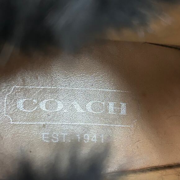 COACH Kataya Black Suede and rabbit fur Wedge Booties size 6.5 - Picture 10 of 12